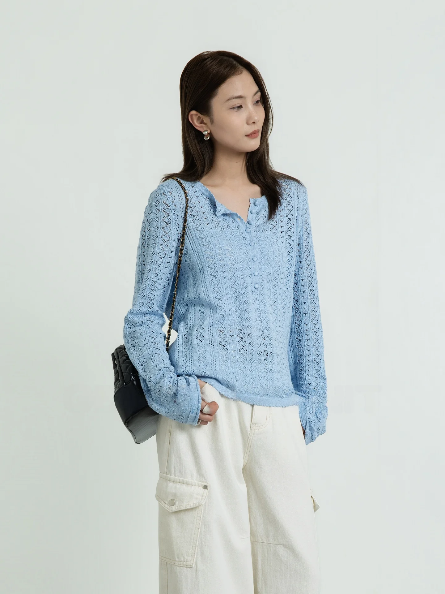 Geometric Early Spring Knitted Top Women's Hollow out Versatile Texture Design Breathable Cotton Long Sleeve Casual Shirt
Geometric Early Spring Knitted Top Women's Hollow out Versatile Texture Design Breathable Cotton Long Sleeve Casual Shirt