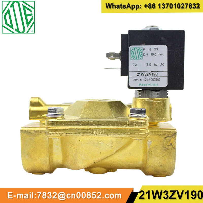 ODE Solenoid Valve 21W3ZB190 21W3ZV190 21A2KE45 G 3/4 DN20 Normally Open Brass FKM NBR Seal Water Oil Gas Air Compressor
ODE Solenoid Valve 21W3ZB190 21W3ZV190 21A2KE45 G 3/4 DN20 Normally Open Brass FKM NBR Seal Water Oil Gas Air Compressor