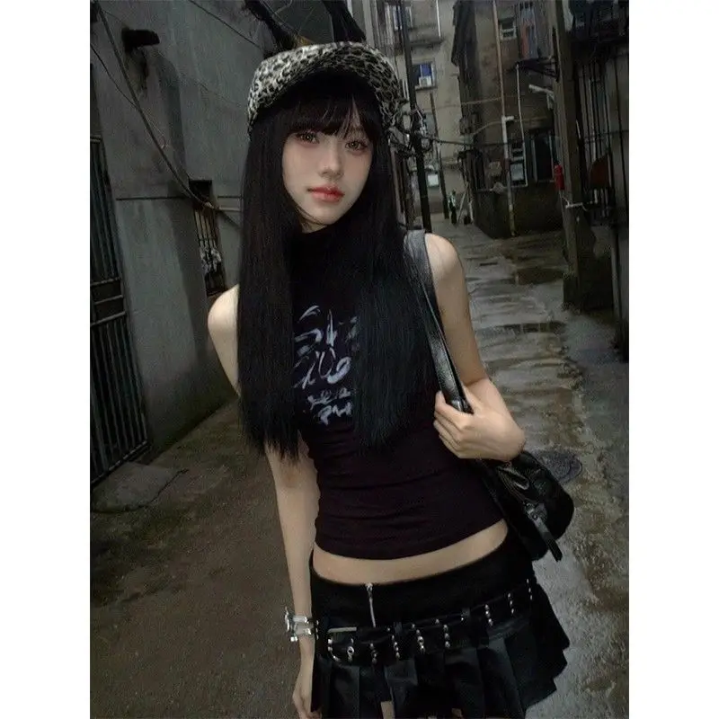 Turtleneck New Chinese Style Y2k Tanks Letter Print Sleeveless Women Camis Crop Tops High Waist Slim Fit Skinny Vintage
Turtleneck New Chinese Style Y2k Tanks Letter Print Sleeveless Women Camis Crop Tops High Waist Slim Fit Skinny Vintage