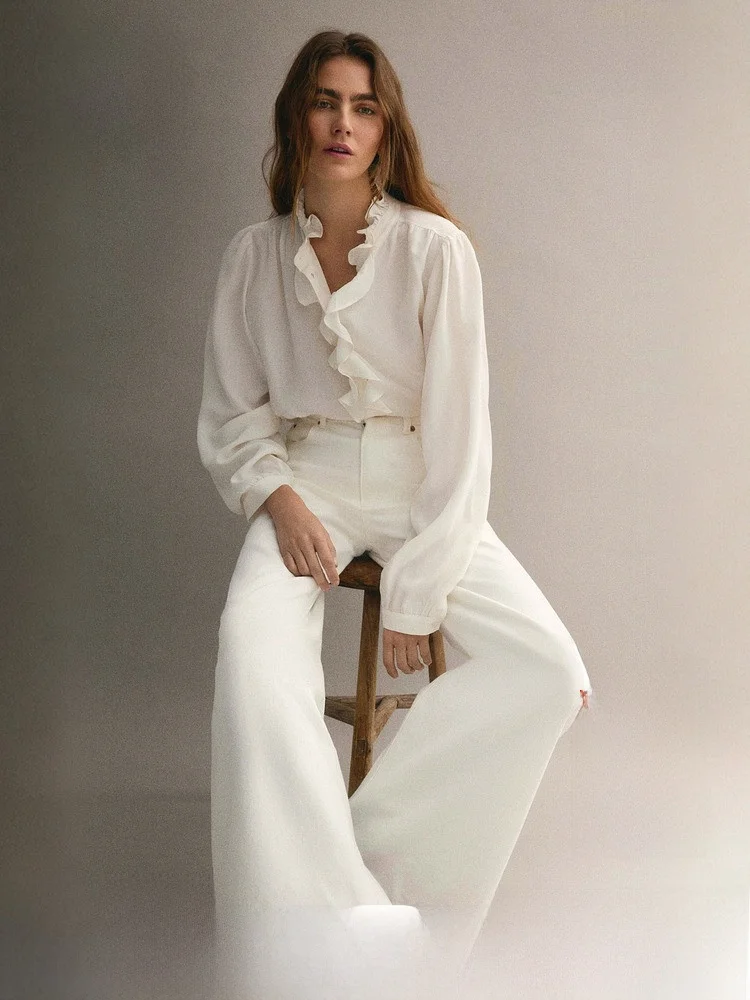 Trendy Summer Women's Shirt H&M Fingernail Collar Viscose Long Sleeve Business Style Loose Fit Button Detail
Trendy Summer Women's Shirt H&M Fingernail Collar Viscose Long Sleeve Business Style Loose Fit Button Detail