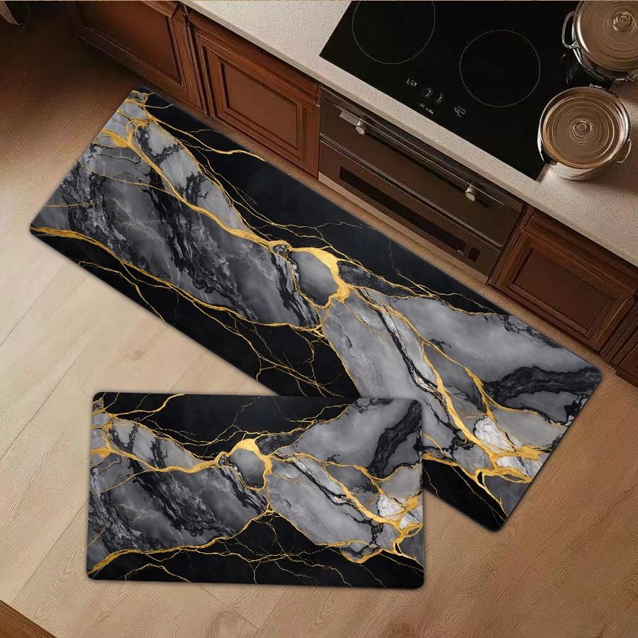 1/2/3Pcs Flannel Kitchen Mat—Modern Luxury Floor Mat Abstract Black and Gold Marble Texture Rug Soft Flannel Carpet for Living Room Bedroom Home Decor Area Rug—Soft,Comfortable,Suitable For Bathroom,Bedroom,Kitchen,Laundry Room
1/2/3Pcs Flannel Kitchen Mat—Modern Luxury Floor Mat Abstract Black and Gold Marble Texture Rug Soft Flannel Carpet for Living Room Bedroom Home Decor Area Rug—Soft,Comfortable,Suitable For Bathroom,Bedroom,Kitchen,Laundry Room