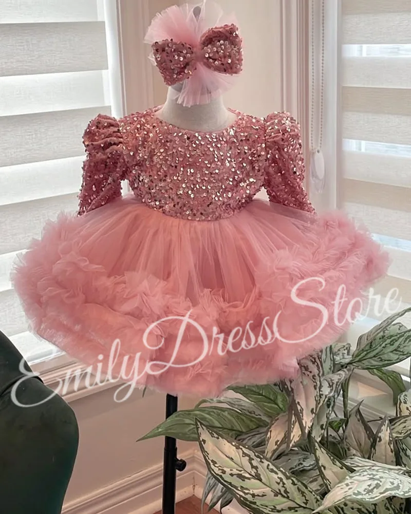 Customized Pink Flower Girl Dress For Wedding Sequins Puffy Pleated O-neck Mini Baby Kids Baby Birthday First Communion Gown
Customized Pink Flower Girl Dress For Wedding Sequins Puffy Pleated O-neck Mini Baby Kids Baby Birthday First Communion Gown