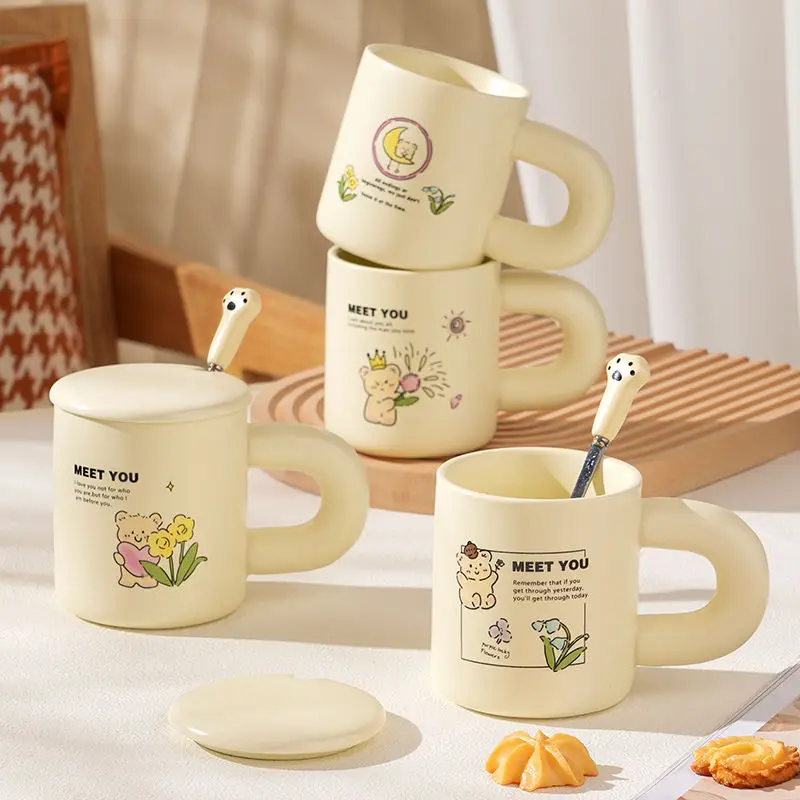 French Cream Bear Mug with Fat Handle, Ceramic Cup, Large Capacity, Simple Milk Cup for Men and Women, Couple Cup for Students
French Cream Bear Mug with Fat Handle, Ceramic Cup, Large Capacity, Simple Milk Cup for Men and Women, Couple Cup for Students