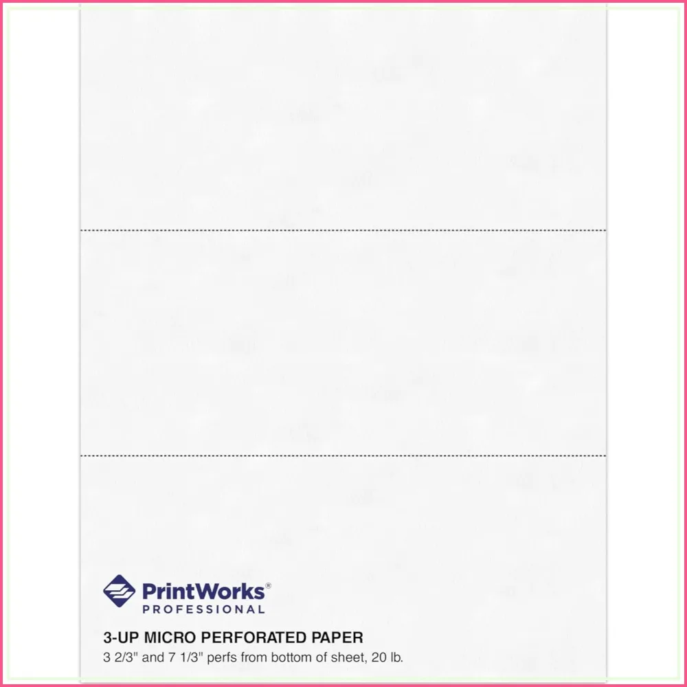3 Part Perforated Paper 8.5"x11" for W-2, 1099, Statements - 500 Sheets, 20 lb, White
3 Part Perforated Paper 8.5"x11" for W-2, 1099, Statements - 500 Sheets, 20 lb, White