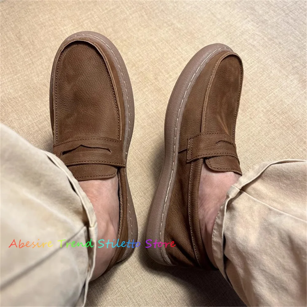 Breathable Cowhide Men's Shoes Retro Round Toe Soft Soled Casual Leather Shoes Slip On Comfortable Loafers Men Driving Shoes
Breathable Cowhide Men's Shoes Retro Round Toe Soft Soled Casual Leather Shoes Slip On Comfortable Loafers Men Driving Shoes