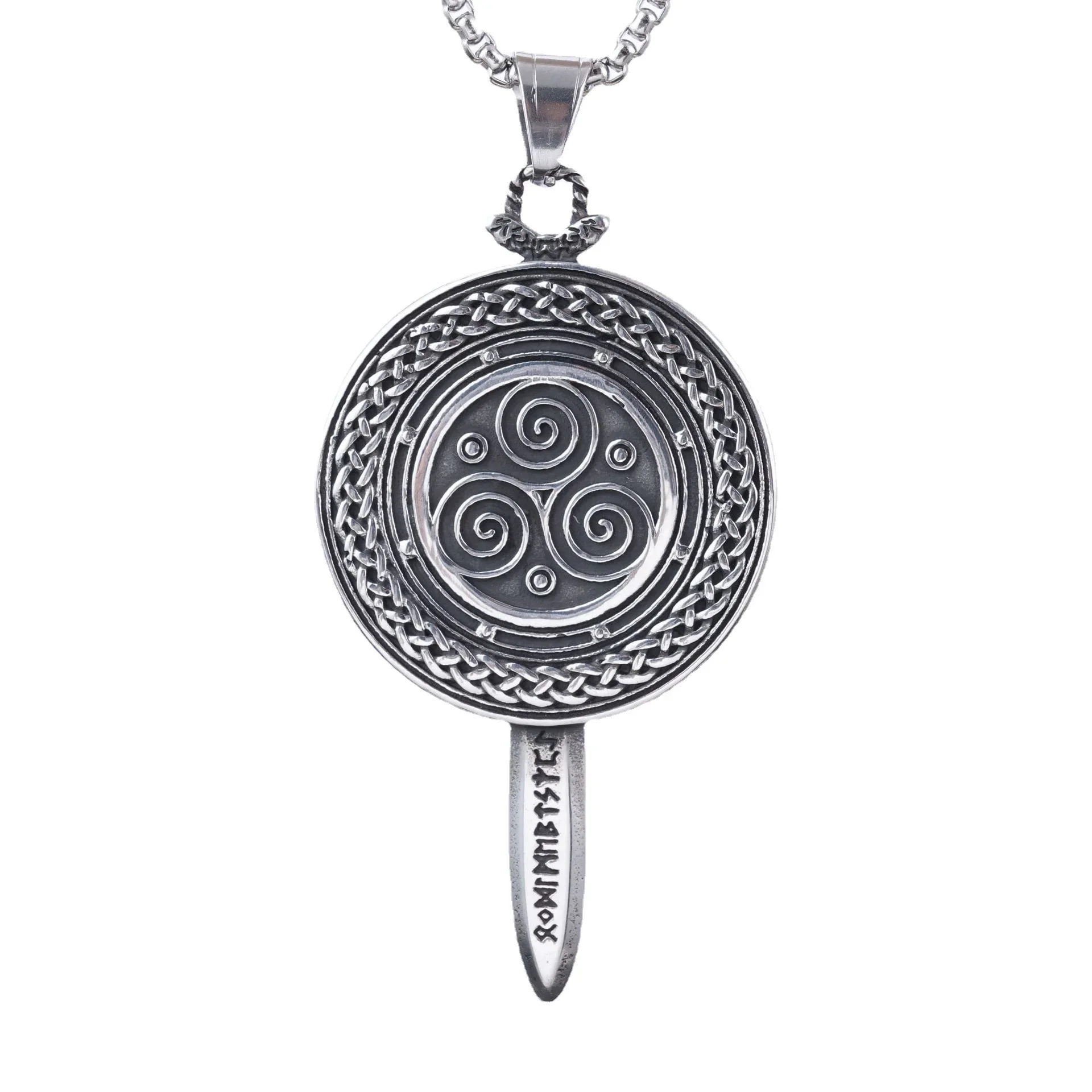 European and American Retro Personality Nordic Viking Mythology Series Stainless Steel Sword Shield Pendant Necklace
European and American Retro Personality Nordic Viking Mythology Series Stainless Steel Sword Shield Pendant Necklace