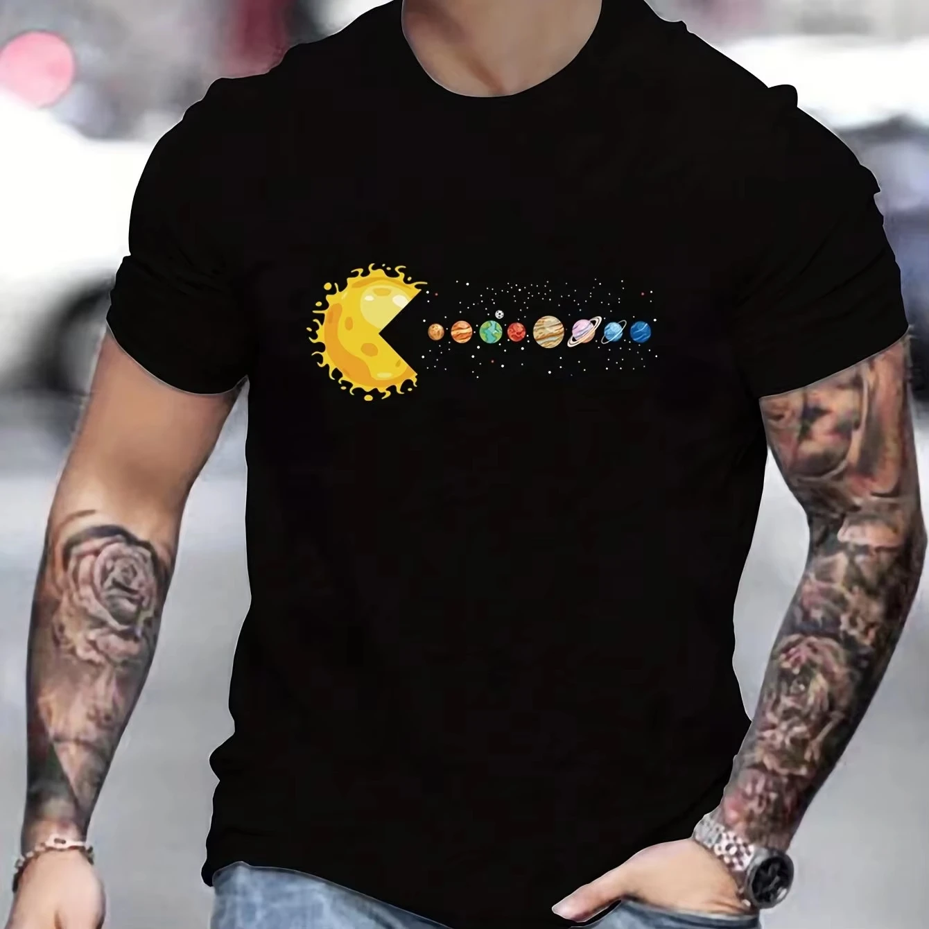 Men's 100_ pure cotton summer loose and comfortable casual solar system Planets printed round neck short sleeved T-shirt top
Men's 100_ pure cotton summer loose and comfortable casual solar system Planets printed round neck short sleeved T-shirt top