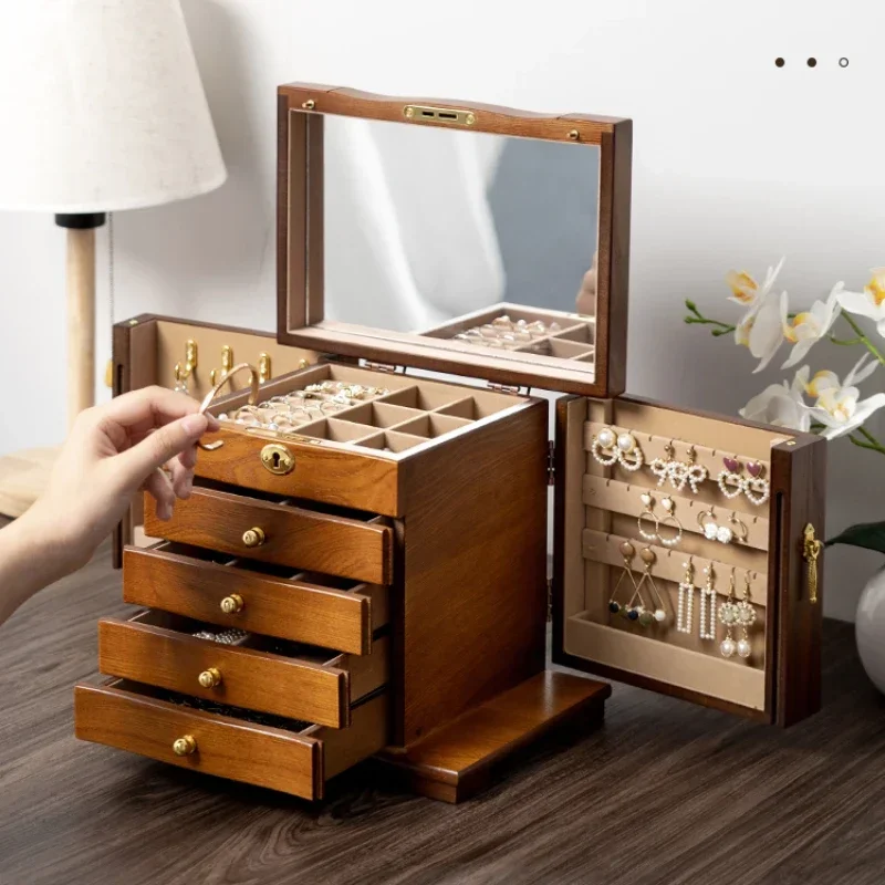 Jewelry Storage Box Delicate Solid Wood Lockable Organizer with Large Multi-Function Capacity for Secure Valuables Storage
Jewelry Storage Box Delicate Solid Wood Lockable Organizer with Large Multi-Function Capacity for Secure Valuables Storage