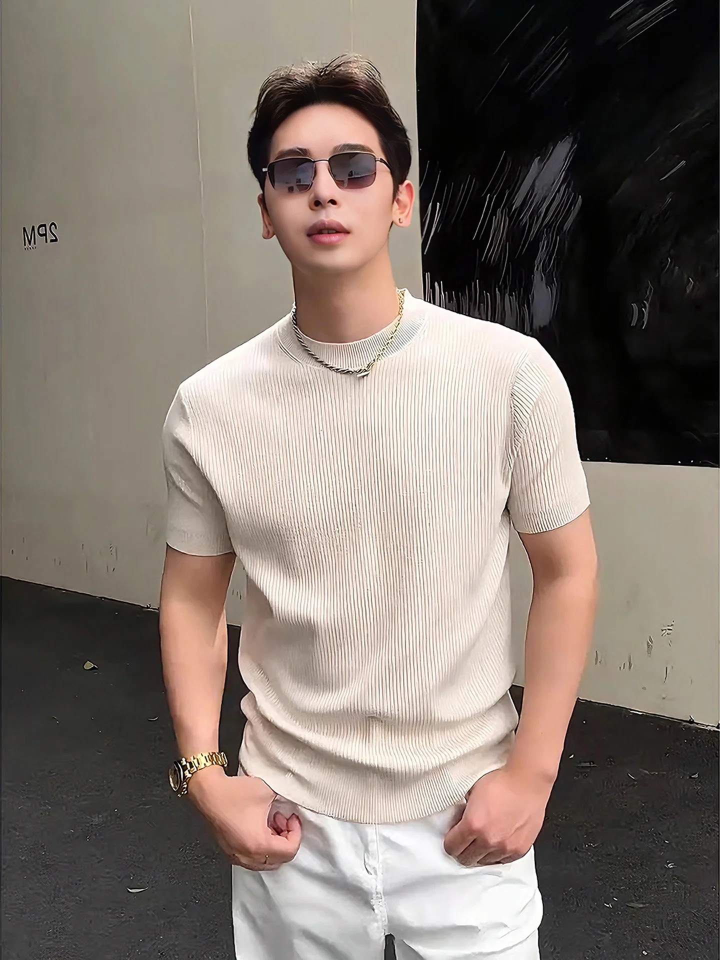 Ice Silk Cool Feeling round Ne Knitted ort Sve Men's T-irt Light Maturi Sle Summer f Sve Breathable Faio...
Ice Silk Cool Feeling round Ne Knitted ort Sve Men's T-irt Light Maturi Sle Summer f Sve Breathable Faio...
