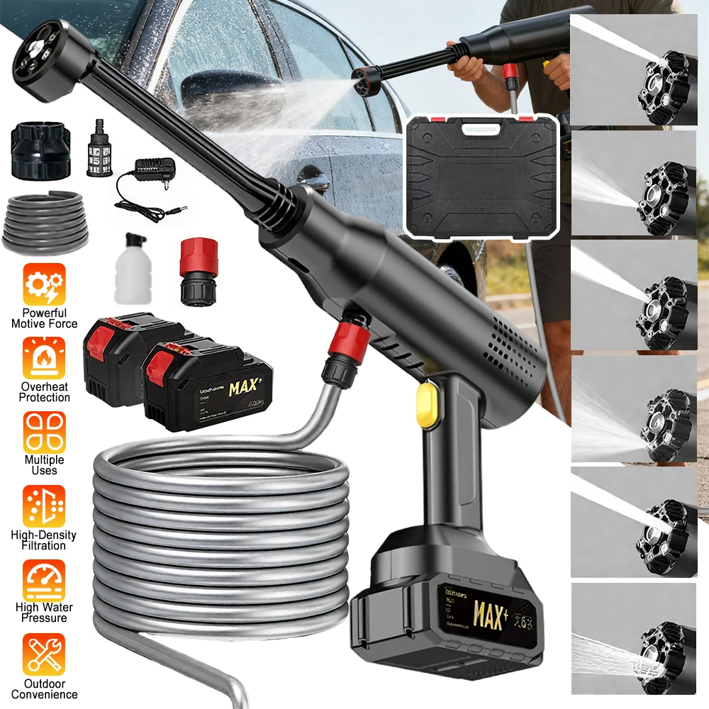 6 в 1 пистолет для мойки автомобилей высокого давления, самовсасывающий Sustain 300 Вт для автоматической очистки автомобиля, литиевая батарея, мощный инструмент для мойки автомобиля
6 в 1 пистолет для мойки автомобилей высокого давления, самовсасывающий Sustain 300 Вт для автоматической очистки автомобиля, литиевая батарея, мощный инструмент для мойки автомобиля