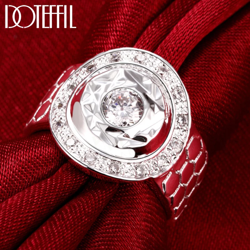 DOTEFFIL 925 Sterling Silver Big Round AAA Zircon Ring For Man Women Fashion Wedding Engagement Party Gift Charm Jewelry
DOTEFFIL 925 Sterling Silver Big Round AAA Zircon Ring For Man Women Fashion Wedding Engagement Party Gift Charm Jewelry