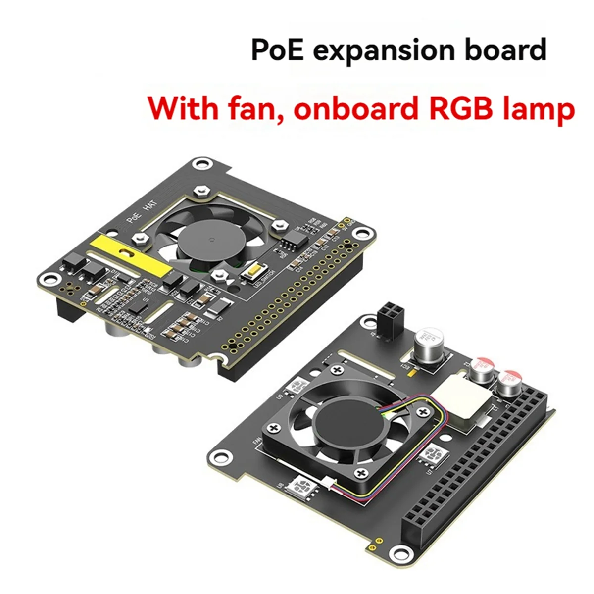 HGHO For Raspberry Pi 5 POE Ethernet Power Supply Module 802.3af/At with Cooling Fan RGB Light
HGHO For Raspberry Pi 5 POE Ethernet Power Supply Module 802.3af/At with Cooling Fan RGB Light