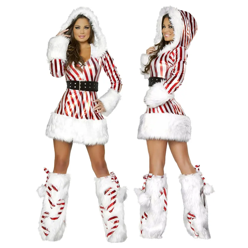 Women Christmas Hooded 3Pcs/Set Dress Up Winter Velvet Striped Mrs Claus Santa Cosplay Costume Xmas Holidays Party Fancy Dress
Women Christmas Hooded 3Pcs/Set Dress Up Winter Velvet Striped Mrs Claus Santa Cosplay Costume Xmas Holidays Party Fancy Dress