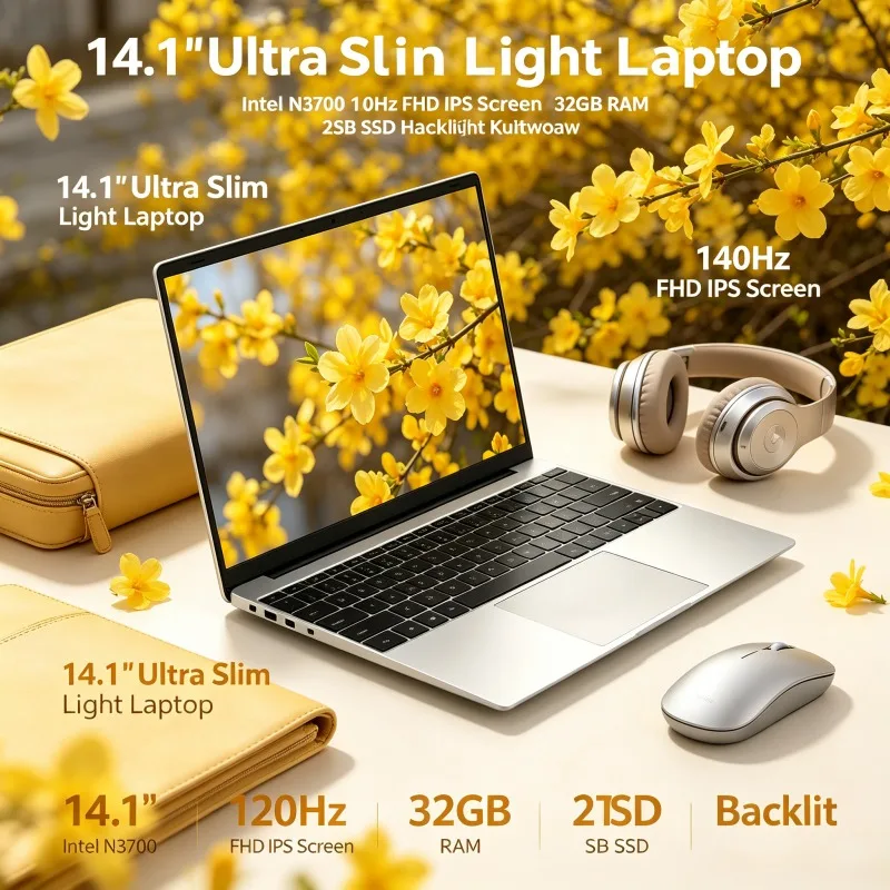 120Hz FHD IPS 14.1" Ultra Slim Laptop, Intel N3700, 32GB RAM, 2TB SSD, Lightweight Portable Notebook with Backlit Keyboard
120Hz FHD IPS 14.1" Ultra Slim Laptop, Intel N3700, 32GB RAM, 2TB SSD, Lightweight Portable Notebook with Backlit Keyboard