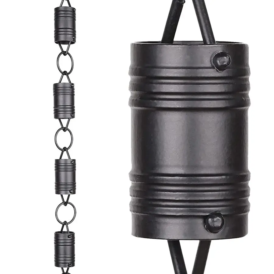 Дождевая цепь Pacific Six Spheres, 8,5 футов, черная, из алюминия, для наружного использования, современная декоративная цепь для водосточных желобов.
Дождевая цепь Pacific Six Spheres, 8,5 футов, черная, из алюминия, для наружного использования, современная декоративная цепь для водосточных желобов.