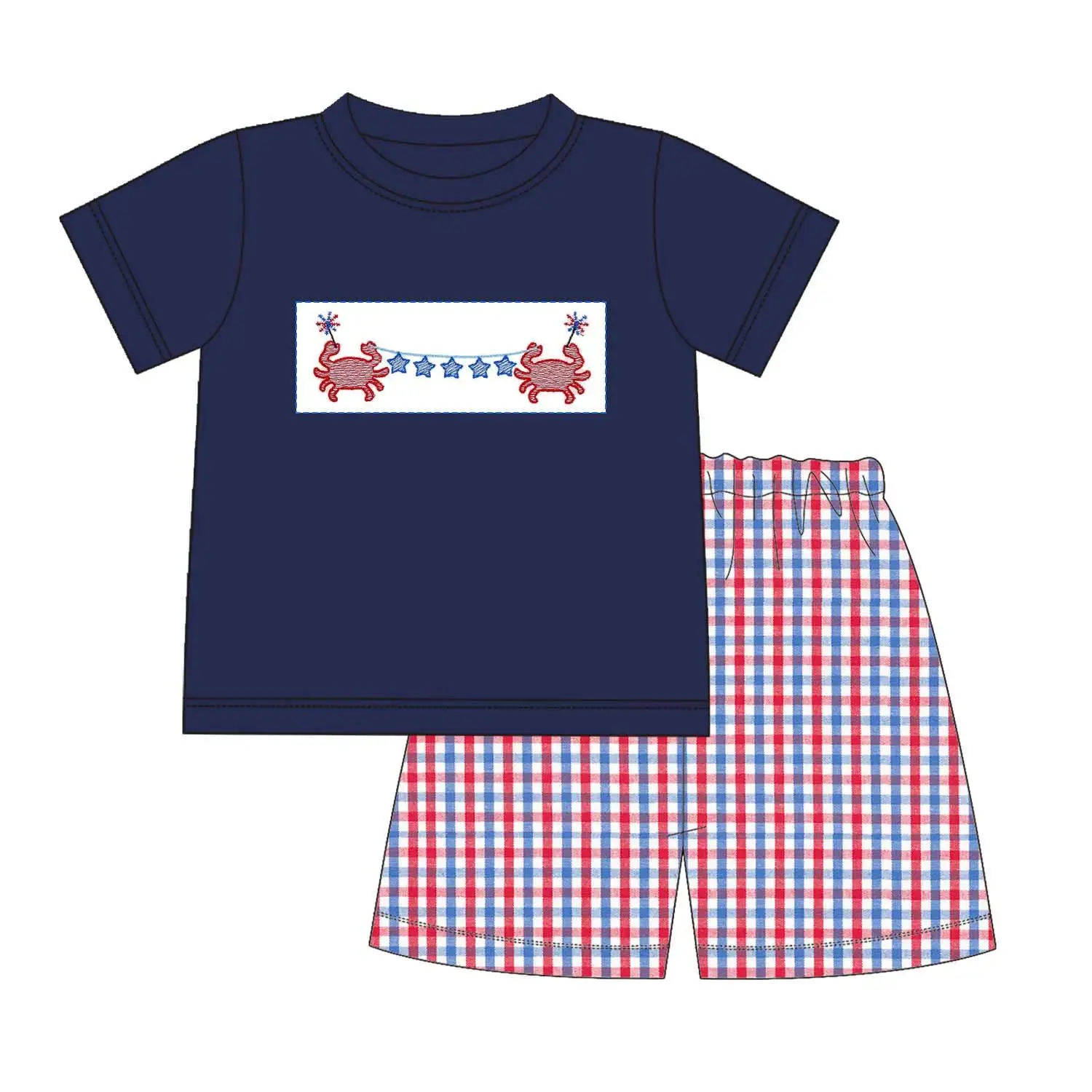 New Kids 4th of July Clothes Girl Boy Patriotic Crab Outfit Red White Blue Gingham Top Shorts Baby Romper
New Kids 4th of July Clothes Girl Boy Patriotic Crab Outfit Red White Blue Gingham Top Shorts Baby Romper