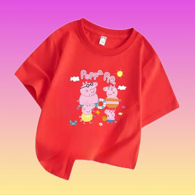 Новая детская спортивная одежда Peppa Pig 2026 из чистого хлопка с короткими рукавами для мальчиков, повседневный топ для девочек, летняя футболка с мультяшным принтом
Новая детская спортивная одежда Peppa Pig 2026 из чистого хлопка с короткими рукавами для мальчиков, повседневный топ для девочек, летняя футболка с мультяшным принтом