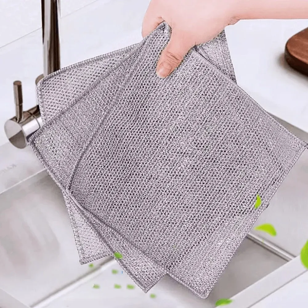6pcs Reusable Steel Wire Cleaning Cloths Silver Double Layer Dish Towels No Damage To Pot Wet and Dry Use Dishes Cleaning Rags
6pcs Reusable Steel Wire Cleaning Cloths Silver Double Layer Dish Towels No Damage To Pot Wet and Dry Use Dishes Cleaning Rags