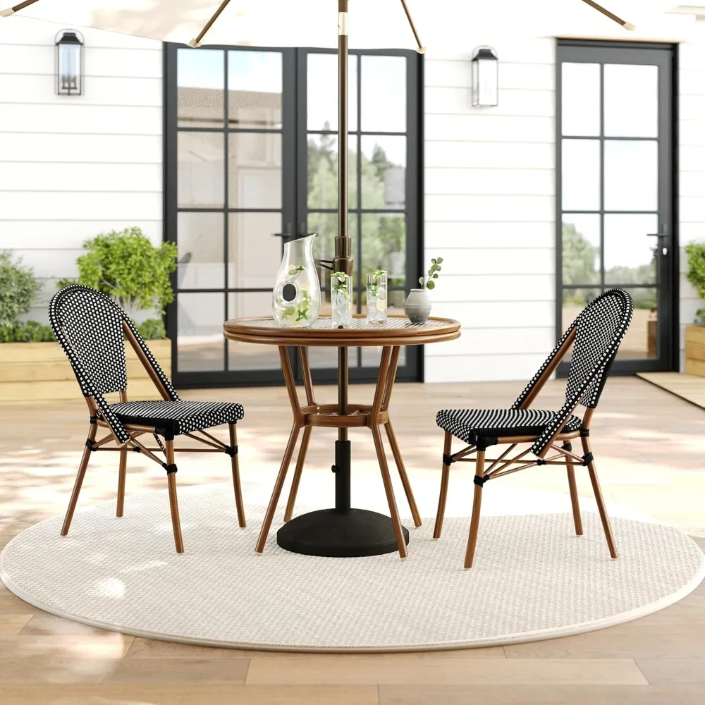 Lily Pond 3 Piece Indoor-Outdoor Black and White Woven Rattan Bistro Set with Natural Woodgrain Aluminum Frames
Lily Pond 3 Piece Indoor-Outdoor Black and White Woven Rattan Bistro Set with Natural Woodgrain Aluminum Frames