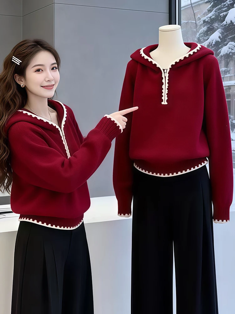 Korean Style Long Sleeve Hoodie Knitted Sweater Women's Fashion Trim Design Sensation Top Trendy Commute Style Knitwear
Korean Style Long Sleeve Hoodie Knitted Sweater Women's Fashion Trim Design Sensation Top Trendy Commute Style Knitwear