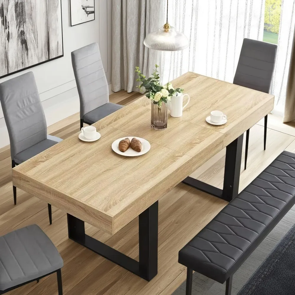 63”-79” Extendable Dining Room Table, Modern Farmhouse Wooden Kitchen Table, Long Expandable Dining Table for 6 8 10, Large Exp
63”-79” Extendable Dining Room Table, Modern Farmhouse Wooden Kitchen Table, Long Expandable Dining Table for 6 8 10, Large Exp