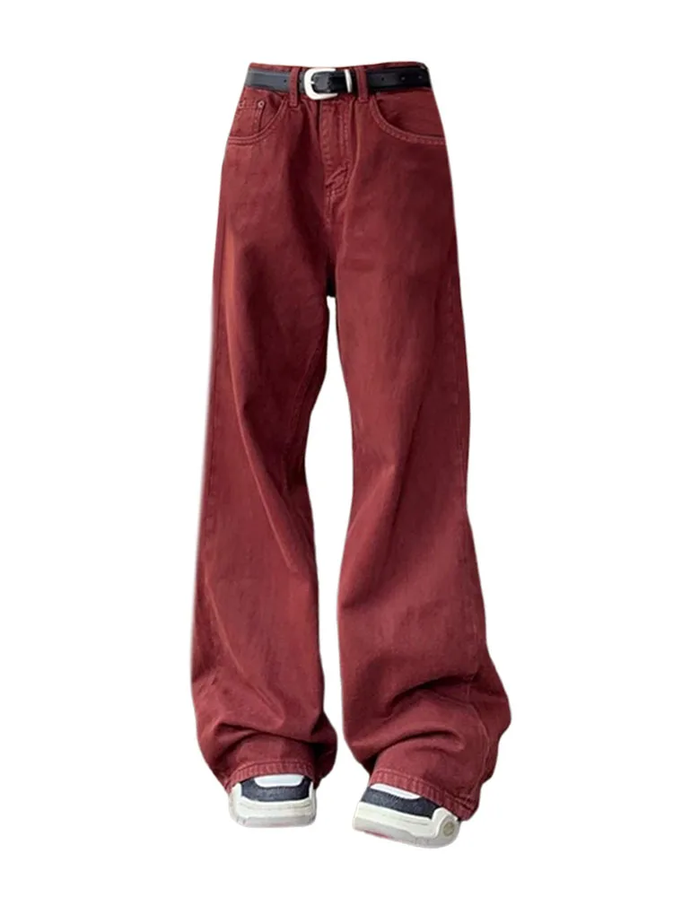 Harajuku Retro Red Denim Wide Leg Pants Korean High Waist Fashion Casual Full Length Jeans Thin Casual Trousers Grunge Cyber Y2K
Harajuku Retro Red Denim Wide Leg Pants Korean High Waist Fashion Casual Full Length Jeans Thin Casual Trousers Grunge Cyber Y2K