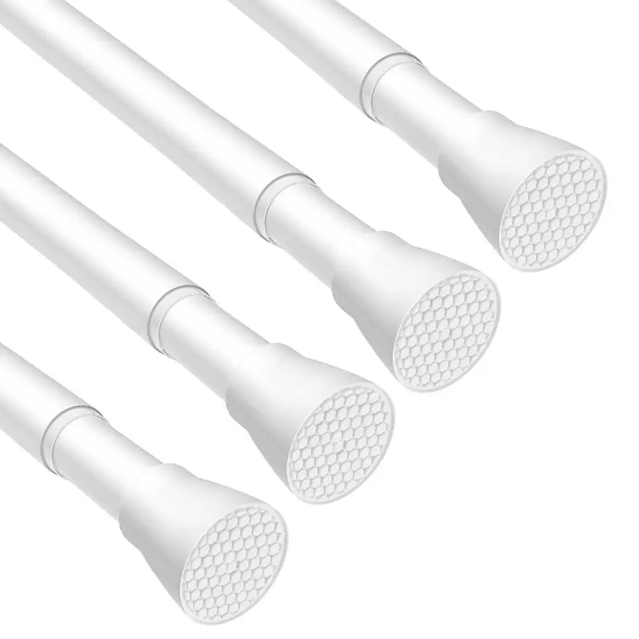 Curtain Rod White Tension Rod 28 To 48 Inch Spring Curtain Rod Non Slip Tension Rods 4PCS For Windows No Drilling Adjustable Ten