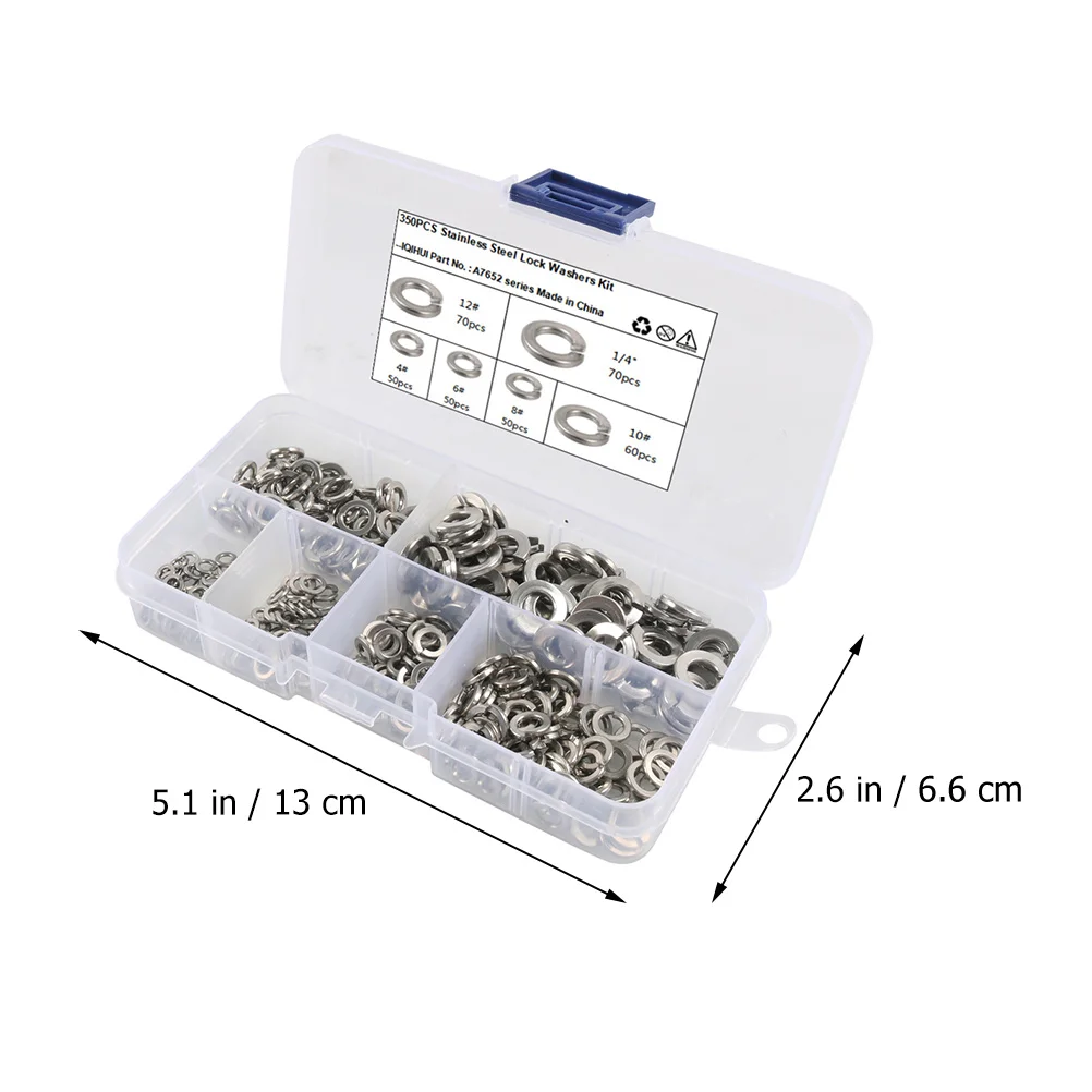 350 Pcs Stainless Steel Washers Set Assorted Sizes Spring Lock Gasket Kit for Screws Nuts Bolts Fastening Repair Hardware
350 Pcs Stainless Steel Washers Set Assorted Sizes Spring Lock Gasket Kit for Screws Nuts Bolts Fastening Repair Hardware