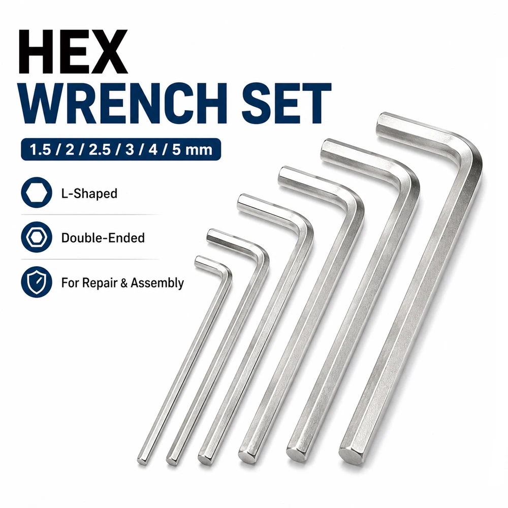 5-20pcs L-Shaped Hex Wrench Set 1.5-5mm Flat Allen Key Set for DIY Maintenance Durable Hand Tools for Home And Workshop
5-20pcs L-Shaped Hex Wrench Set 1.5-5mm Flat Allen Key Set for DIY Maintenance Durable Hand Tools for Home And Workshop