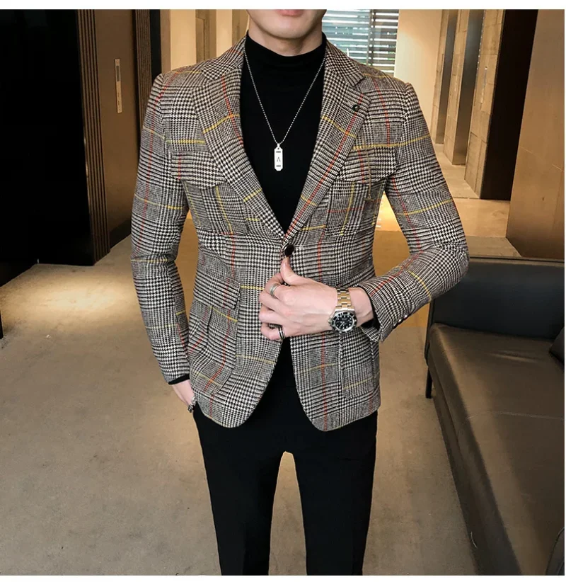 Vintage Plaid Blazer British Stylish Male Blazer Suit Jacket Business Casual Blazer Jacket Terno Masculino Mens Blazer Pattern
Vintage Plaid Blazer British Stylish Male Blazer Suit Jacket Business Casual Blazer Jacket Terno Masculino Mens Blazer Pattern