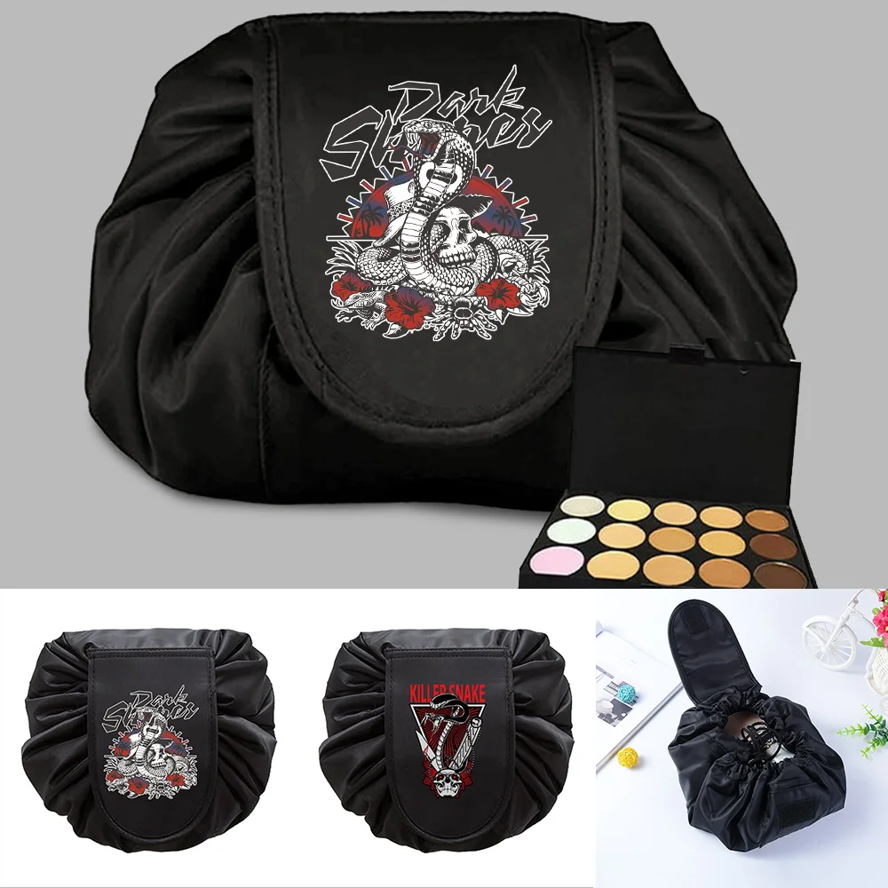 Lazy Storage Cosmetic Bag Cobra Print Drawstring Makeup Pouch Fashion Unisex Portable Large Capacity Round Travel Toiletry Bag
Lazy Storage Cosmetic Bag Cobra Print Drawstring Makeup Pouch Fashion Unisex Portable Large Capacity Round Travel Toiletry Bag