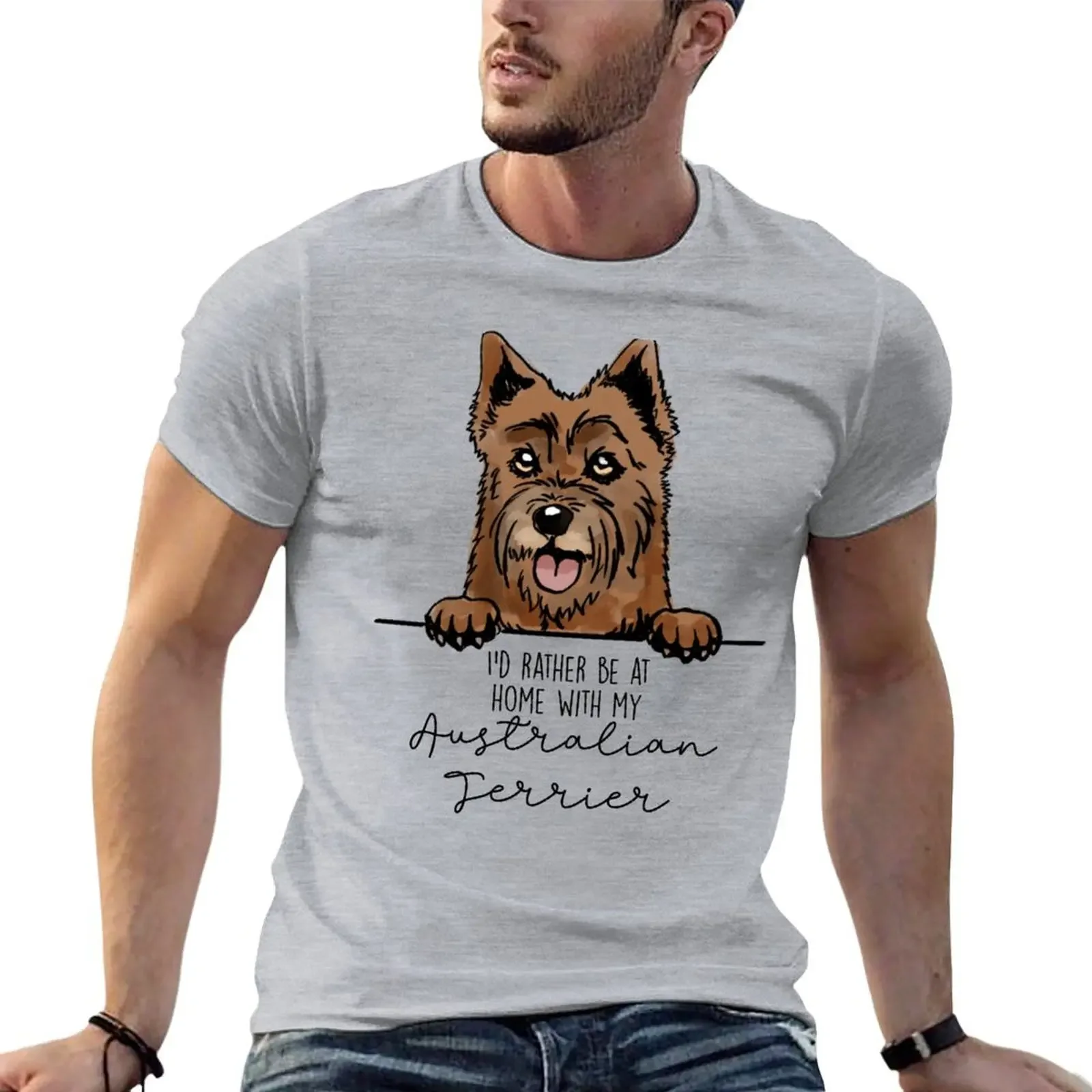I’d rather be at home with my Australian Terrier T-shirt tops sports fans summer clothes shirts graphic tees t shirts men
I’d rather be at home with my Australian Terrier T-shirt tops sports fans summer clothes shirts graphic tees t shirts men