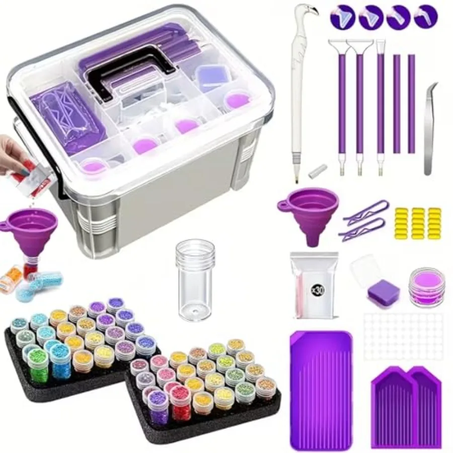 【В наличии】Набор для хранения инструментов и аксессуаров для алмазной вышивки - 111 предметов, 5D-набор, портативный ящик для инструментов с ручкой, для рукоделия, ювелирных изделий и бисера
【В наличии】Набор для хранения инструментов и аксессуаров для алмазной вышивки - 111 предметов, 5D-набор, портативный ящик для инструментов с ручкой, для рукоделия, ювелирных изделий и бисера