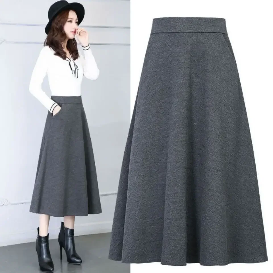 Pocket Woolen Autumn and Winter Large Size Elastic High Waist A- line Skirt Woman Skirts Faldas Jupe
Pocket Woolen Autumn and Winter Large Size Elastic High Waist A- line Skirt Woman Skirts Faldas Jupe