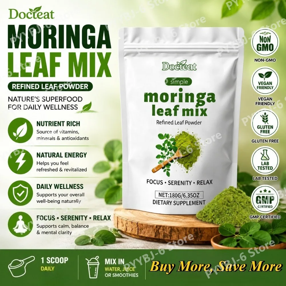 Docteat Moringa Leaf Powder, Refined, 180 G Net, 18 Servings, with Iron and Vitamin C, Easy-to-take Supports Daily Nutrition
Docteat Moringa Leaf Powder, Refined, 180 G Net, 18 Servings, with Iron and Vitamin C, Easy-to-take Supports Daily Nutrition