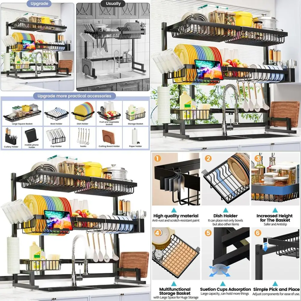 Регулируемая 2-уровневая подставка для посуды у раковины — большая, расширяемая по высоте и длине, 31-39,4 дюйма (длина) x 12 дюймов (ширина) x 34-38 дюймов (высота)
Регулируемая 2-уровневая подставка для посуды у раковины — большая, расширяемая по высоте и длине, 31-39,4 дюйма (длина) x 12 дюймов (ширина) x 34-38 дюймов (высота)