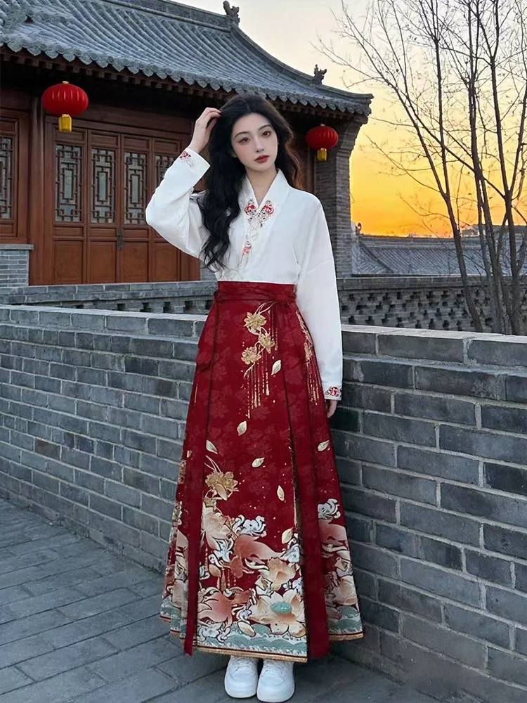 Весенний новый китайский женский комплект Ханьфу из двух предметов: вышитая блузка с поясом и свободная юбка миди с длинными рукавами, традиционный костюм
Весенний новый китайский женский комплект Ханьфу из двух предметов: вышитая блузка с поясом и свободная юбка миди с длинными рукавами, традиционный костюм