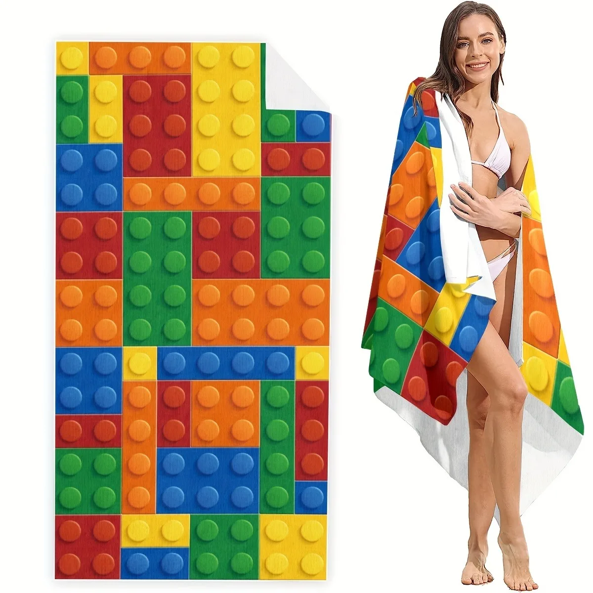 Multicolor Building Block Print Quick Dry Beach Towel Summer Vacation Swimming Camping Travel Outdoor Blanket
Multicolor Building Block Print Quick Dry Beach Towel Summer Vacation Swimming Camping Travel Outdoor Blanket