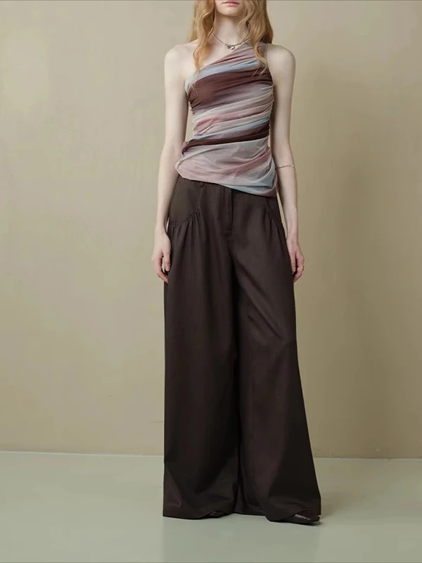 Women's Loose Wide Leg Pants Summer New Style Soft Breathable Folded Pocket Design Drapey Slimming Brown Casual Trousers
Women's Loose Wide Leg Pants Summer New Style Soft Breathable Folded Pocket Design Drapey Slimming Brown Casual Trousers