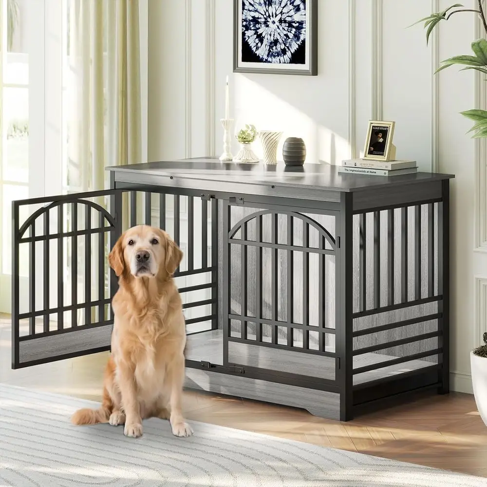 52 Inch Extra Large Dog Crate - Heavy Duty Indoor Kennel, Elegant Arched Doors, Multipurpose as TV Stand & End Table (Grey)
52 Inch Extra Large Dog Crate - Heavy Duty Indoor Kennel, Elegant Arched Doors, Multipurpose as TV Stand & End Table (Grey)