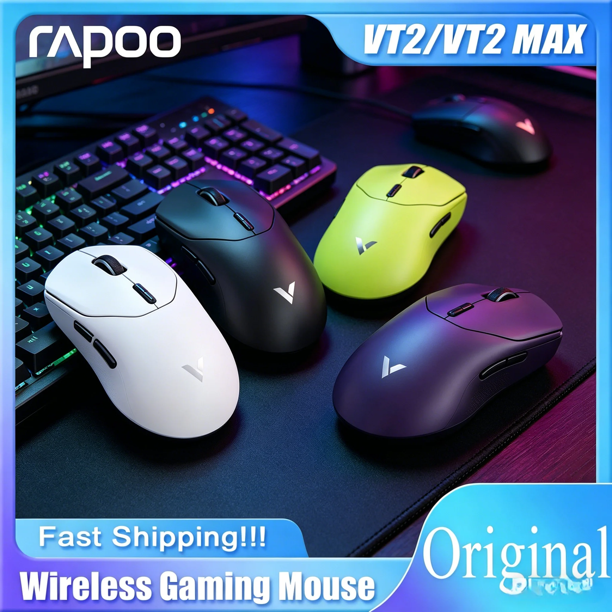 Lightweight 53g E-sports Gaming Mouse Rapoo VT2 MAX Wireless Optical Sensor 8K Polling Rate
Lightweight 53g E-sports Gaming Mouse Rapoo VT2 MAX Wireless Optical Sensor 8K Polling Rate