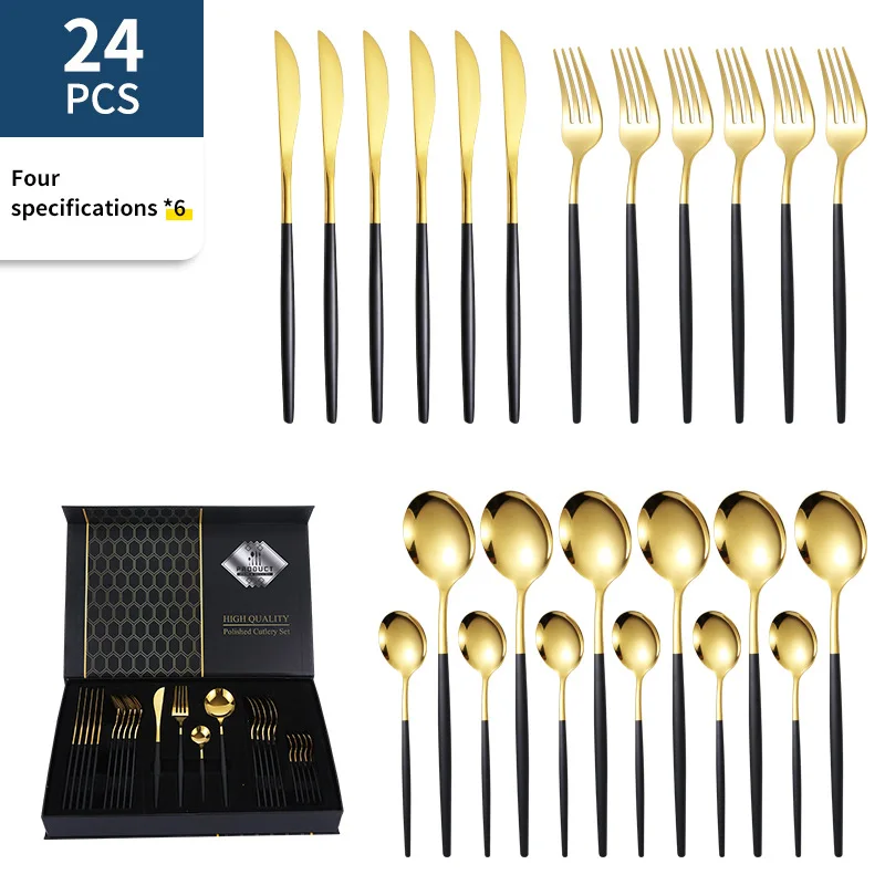 Exquisite Gift Box Of Stainless Steel Tableware 24 Pieces Creative Western Food Small Blade Steak Knife Fork Coffee Spoon
Exquisite Gift Box Of Stainless Steel Tableware 24 Pieces Creative Western Food Small Blade Steak Knife Fork Coffee Spoon