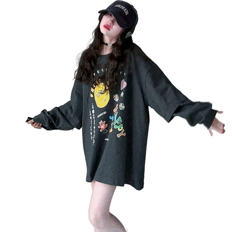 Fashion Teenage High Street Clothing T-shirt Dress Young Lady Girl Long Sleeve Tshirt Dark Gray Trendy Spring Clothes Streetwear
Fashion Teenage High Street Clothing T-shirt Dress Young Lady Girl Long Sleeve Tshirt Dark Gray Trendy Spring Clothes Streetwear