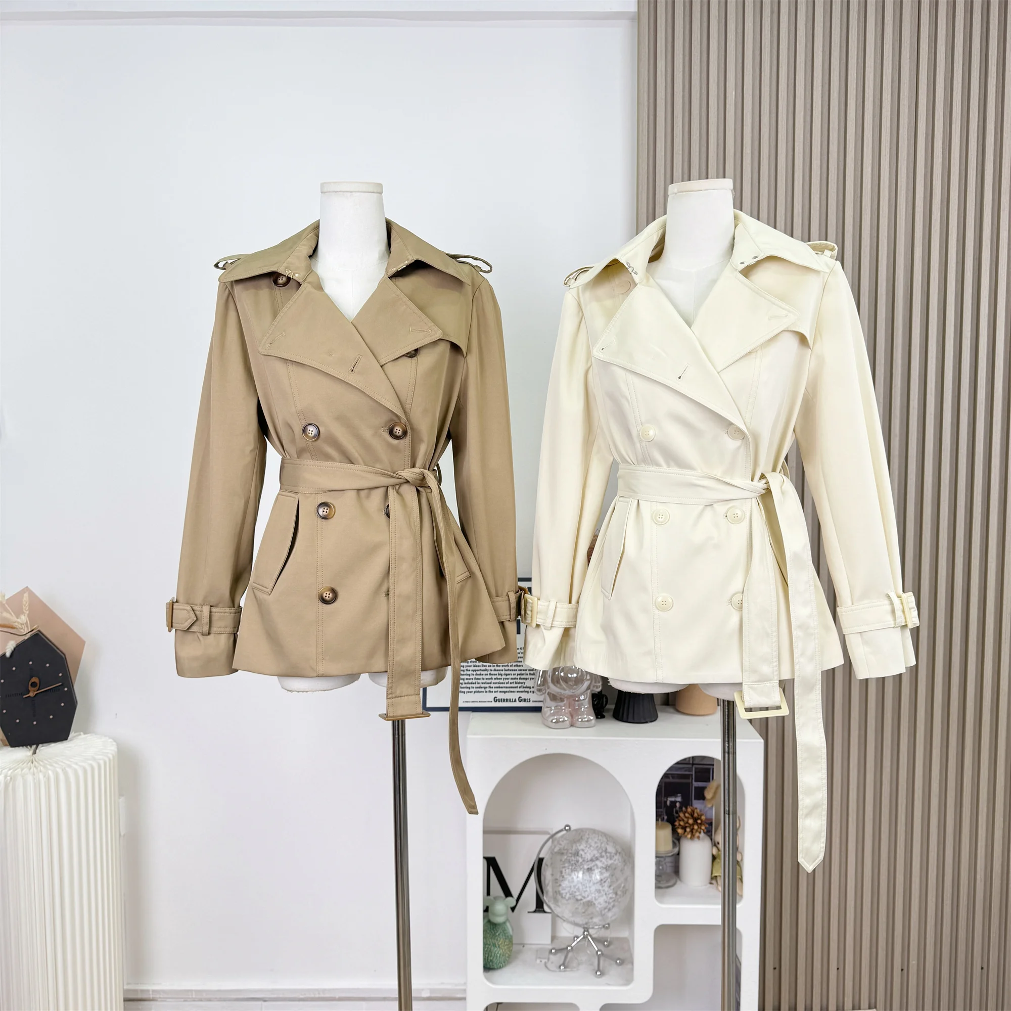 Women's Elegant Spring Autumn Double Breasted Trench Jacket Lady Turn Down Collar Long Sleeve Solid Color Trench Outwear 
Women's Elegant Spring Autumn Double Breasted Trench Jacket Lady Turn Down Collar Long Sleeve Solid Color Trench Outwear