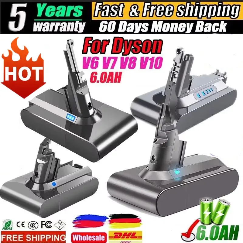 8000mAh for Dyson V6 V7 V8 V10 Rechargeable Bateria SV10 SV11 SV12 SV09 Vacuum Cleaner Battery DC58 Battery for Sony Battery Cel
8000mAh for Dyson V6 V7 V8 V10 Rechargeable Bateria SV10 SV11 SV12 SV09 Vacuum Cleaner Battery DC58 Battery for Sony Battery Cel