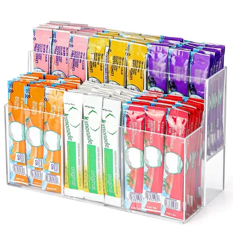 Acrylic Desktop Organizer Tea Bag Storage Box Coffee Bar Accessories Holder Multi-functional Stationery Makeup Storage for Home