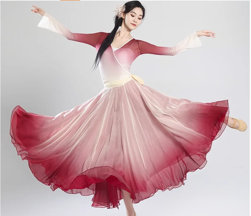 Classical Dance Dress, Women's Chiffon Dress, Gradient Color, Chinese Dance Big Swing Skirt
Classical Dance Dress, Women's Chiffon Dress, Gradient Color, Chinese Dance Big Swing Skirt