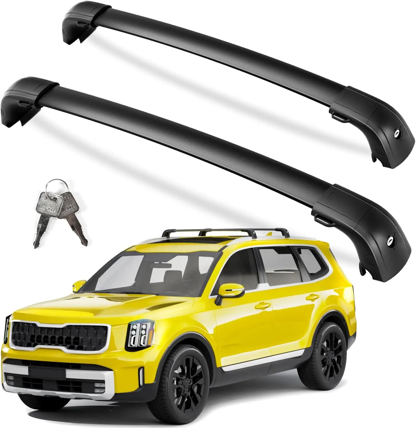 300lbs Lockable Aluminum Roof Rack Cross Bars for Kia Telluride 2019-2026 Models, Cargo Rails Compatible
300lbs Lockable Aluminum Roof Rack Cross Bars for Kia Telluride 2019-2026 Models, Cargo Rails Compatible