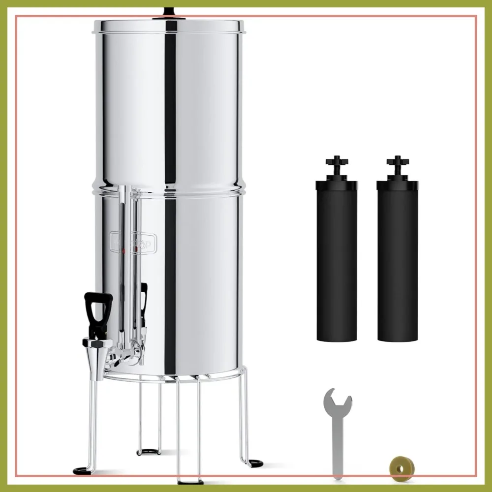 Gravity Water Filter System, NSF/ANSI 42&372, Stainless Steel, 2.25G, Reduces Chlorine & Lead
Gravity Water Filter System, NSF/ANSI 42&372, Stainless Steel, 2.25G, Reduces Chlorine & Lead
