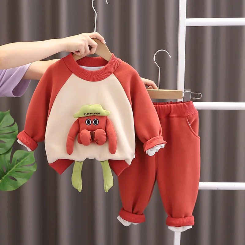 Boys Thick Clothes Sets Winter Children Cotton Velvet T-shirts Coats Pants 2pcs Tracksuits For Baby Girl Sports Suit Kids Outfit
Boys Thick Clothes Sets Winter Children Cotton Velvet T-shirts Coats Pants 2pcs Tracksuits For Baby Girl Sports Suit Kids Outfit